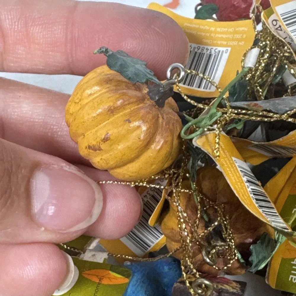 Vintage Autumm Accents Acorns Pumpkin birdhouse and Birds lot
